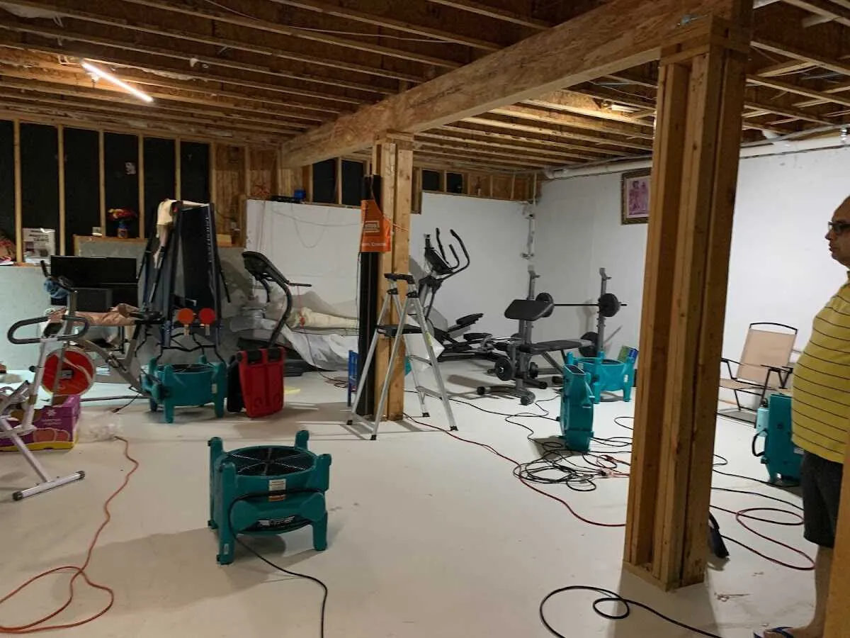 Basement drying equipment setup for Structural Drying in Wapakoneta